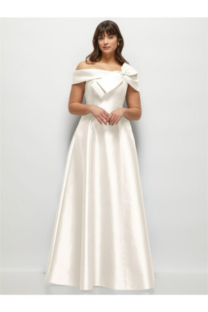 Alfred Sung Ivory D862 Off Shoulder Bow Bridesmaid Gown